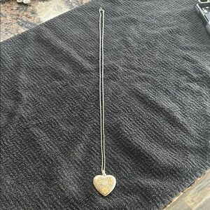 **3/$15** Silver heart pendant with gold flowers